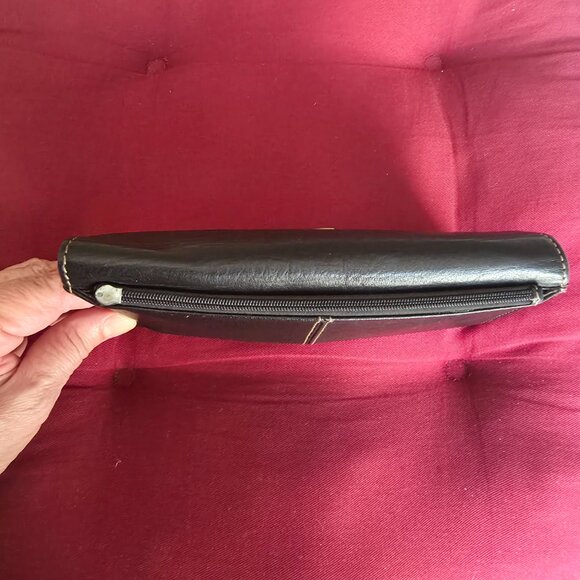 Vintage FOSSIL Genuine Leather Trifold Womens Wallet Credit Card Snap Black - Picture 11 of 12